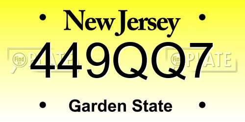 449QQ7 New Jersey License Plate
