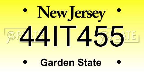 44IT455 New Jersey License Plate