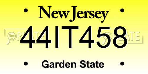 44IT458 New Jersey License Plate