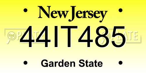 44IT485 New Jersey License Plate