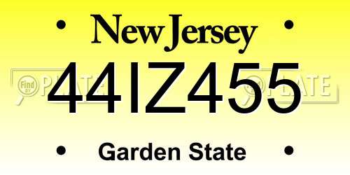 44IZ455 New Jersey License Plate