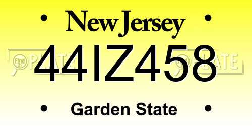 44IZ458 New Jersey License Plate