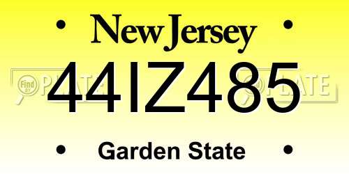 44IZ485 New Jersey License Plate