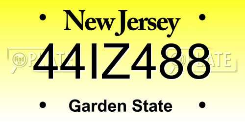 44IZ488 New Jersey License Plate