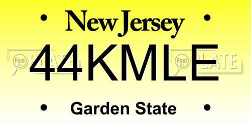 44KMLE New Jersey License Plate