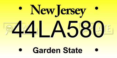 44LA580 New Jersey License Plate