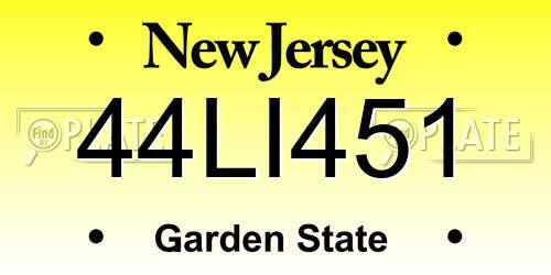 44LI451 New Jersey License Plate