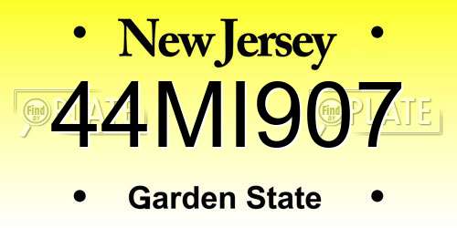44MI907 New Jersey License Plate