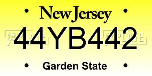 44YB442 New Jersey License Plate
