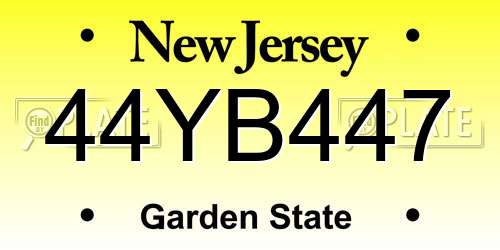 44YB447 New Jersey License Plate
