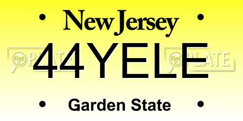 44YELE New Jersey License Plate