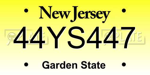 44YS447 New Jersey License Plate