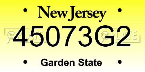 45073G2 New Jersey License Plate