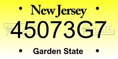 45073G7 New Jersey License Plate