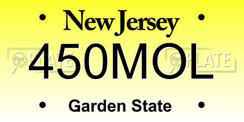 450MOL New Jersey License Plate