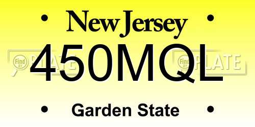 450MQL New Jersey License Plate