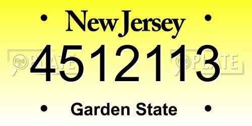 4512113 New Jersey License Plate
