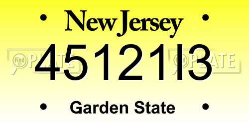 45121I3 New Jersey License Plate