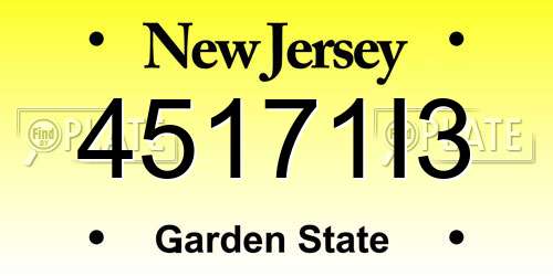 45171I3 New Jersey License Plate