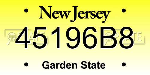 45196B8 New Jersey License Plate