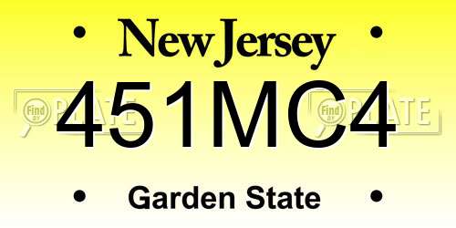 451MC4 New Jersey License Plate