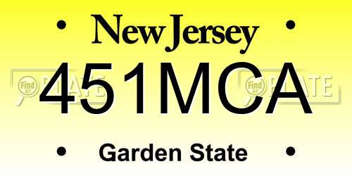 451MCA New Jersey License Plate
