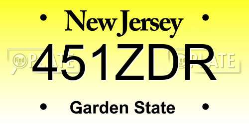 451ZDR New Jersey License Plate
