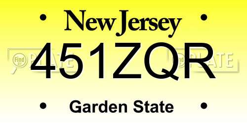 451ZQR New Jersey License Plate