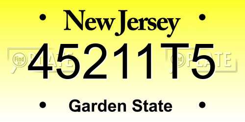 45211T5 New Jersey License Plate