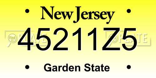 45211Z5 New Jersey License Plate