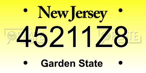 45211Z8 New Jersey License Plate