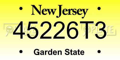 45226T3 New Jersey License Plate