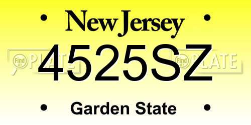 4525SZ New Jersey License Plate