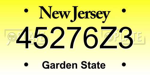 45276Z3 New Jersey License Plate