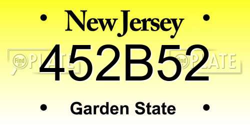 452B52 New Jersey License Plate