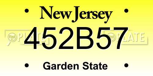 452B57 New Jersey License Plate
