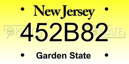 452B82 New Jersey License Plate