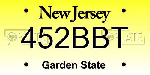 452BBT New Jersey License Plate