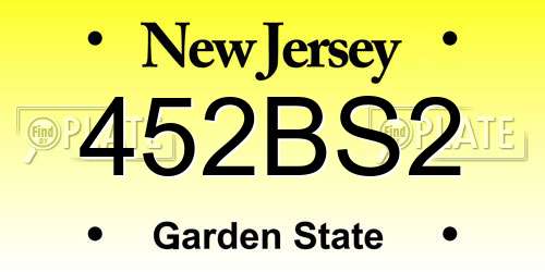 452BS2 New Jersey License Plate