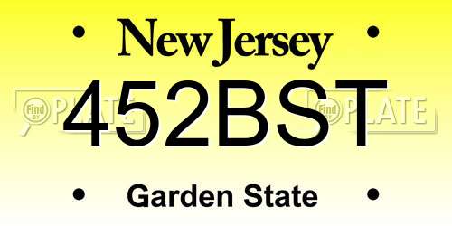 452BST New Jersey License Plate