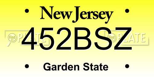 452BSZ New Jersey License Plate