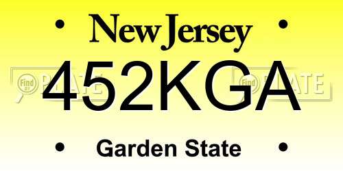 452KGA New Jersey License Plate