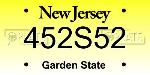 452S52 New Jersey License Plate