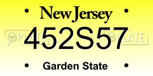452S57 New Jersey License Plate