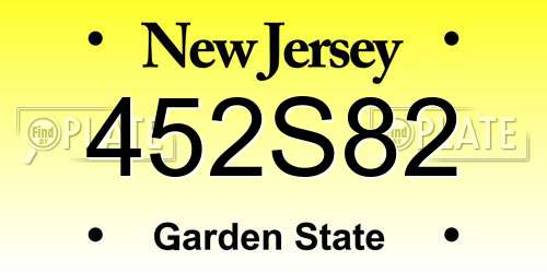 452S82 New Jersey License Plate