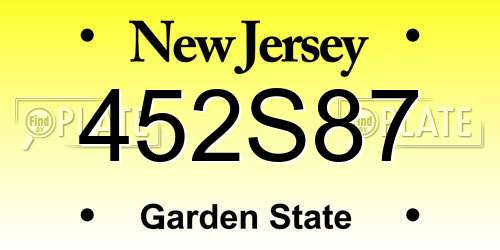452S87 New Jersey License Plate