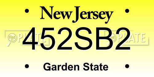 452SB2 New Jersey License Plate
