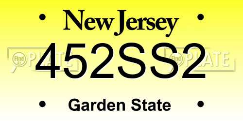 452SS2 New Jersey License Plate