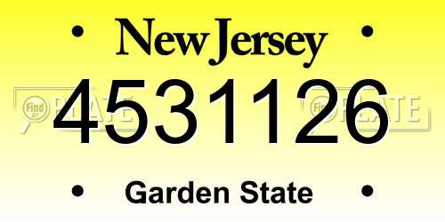 4531126 New Jersey License Plate