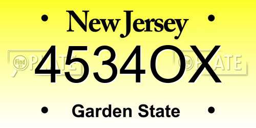4534OX New Jersey License Plate